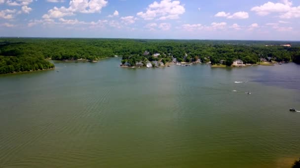 Воздушное Озеро Уайли Озеро Уайли Южная Каролина Вдоль Реки Катава — стоковое видео