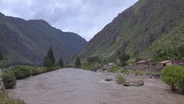 Urubamba River Surrounding Mountains Sacred Valley Cusco Peru — Stock Video