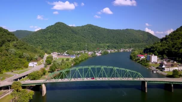 Montgomery West Virginia Steel Bridge Kanawha River Coal Country — Stock video