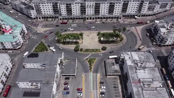 Daytime Aerial Reverse Flight Away Plaza Leary Downtown Caracas Venezuela — Stock Video