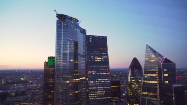 Vista Aerea Grattacieli Intorno Sky Garden Londra Vista Notturna — Video Stock