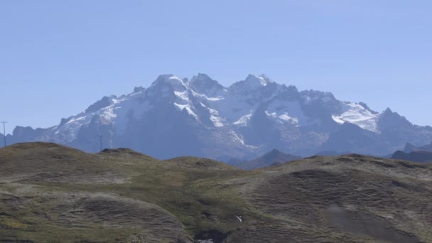 Montagne Innevate Nella Catena Montuosa Delle Ande Perù Una Giornata — Video Stock