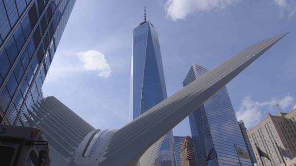 Oculus Всемирном Торговом Центре Финансовом Районе Манхэттена Нью Йорк Low — стоковое видео