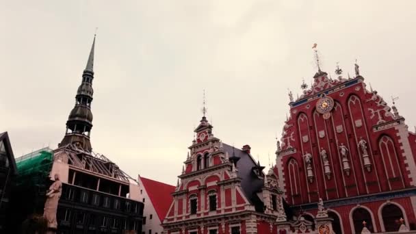 Hyperlapse Opname Van Riga House Black Heads Letland — Stockvideo