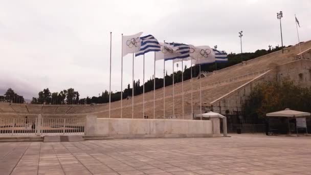 Frontschwenkvideo Des Ikonischen Antiken Panathenaic Stadions Oder Kalimarmaro Das Die — Stockvideo