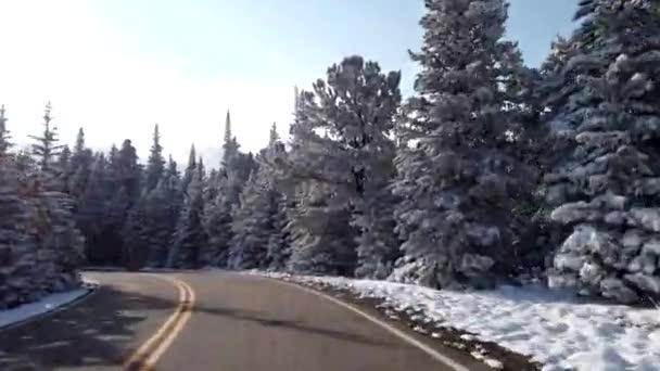 Pov Jízda Horách Sněhové Bouři — Stock video