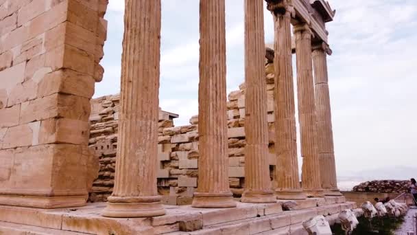 Die Antiken Griechischen Tempelruinen Von Erechtheion Auf Der Akropolis Athen — Stockvideo