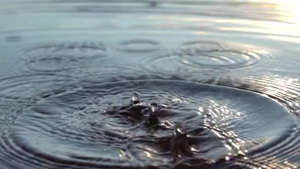 Yüzeyindeki Sıçramaların Yavaş Çekim Görüntüleri — Stok video