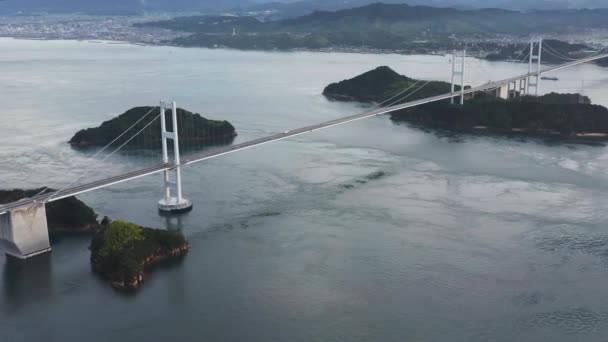 Légi Kilátás Kurushima Kaikyo Hídra Japánban — Stock videók