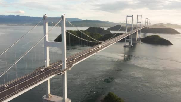 Pont Kurushima Kaikyo Coucher Soleil Vue Aérienne Shimanami Kaido — Video