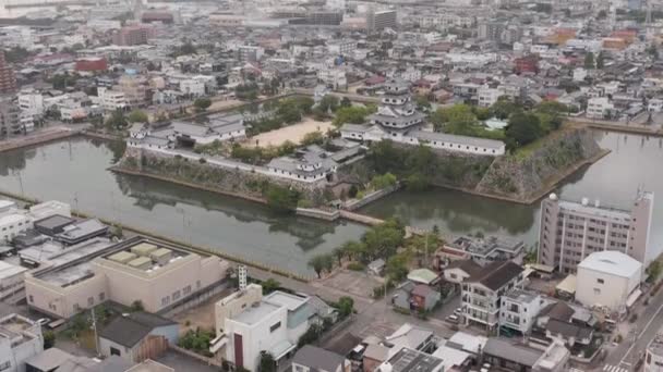 Schloss Und Stadt Imabari Luftaufnahme Zeigt Japans Binnenmeer — Stockvideo