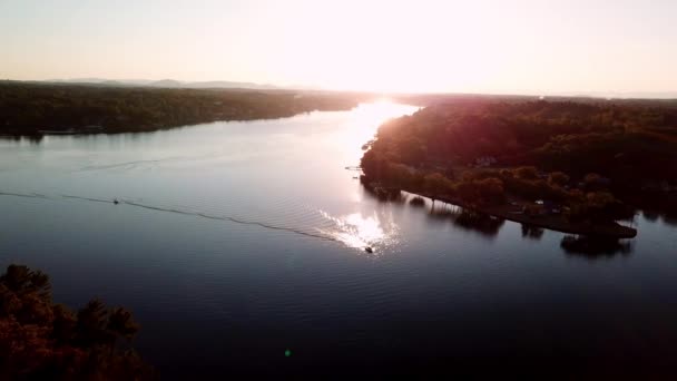 Sunset Aerial Lake Hickory Lake Hickory Carolina Norte — Vídeo de Stock