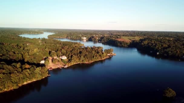 カトーバ川 ヒッコリー湖Nc ヒッコリー湖の空中ノースカロライナ州 — ストック動画
