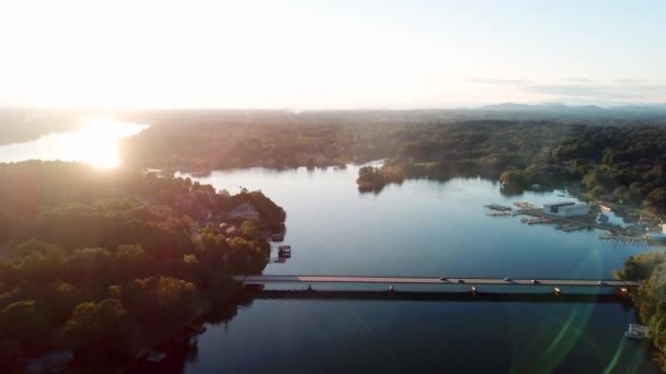Lake Hickory Aerial Bij Sunset Lake Hickory Bij Hickory Hickory — Stockvideo