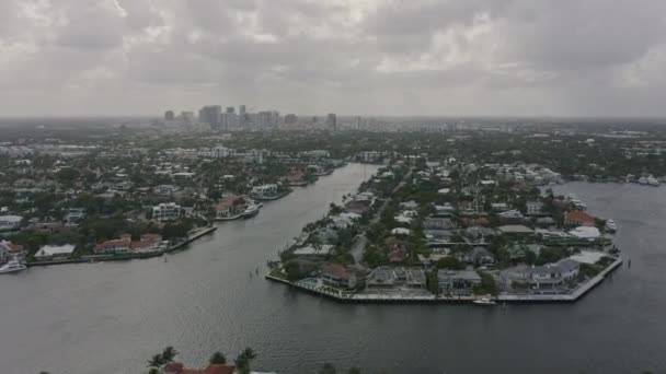Fort Lauderdale Florida Aerial V26 Birdseye Shot Seven Isles Sunrise — Vídeos de Stock