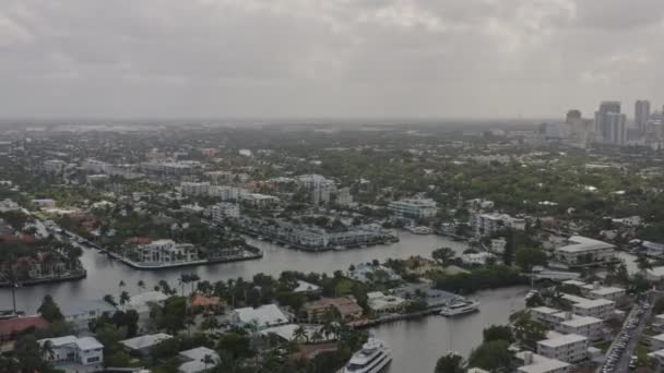 Fort Lauderdale Florida Aerial V27 Paisaje Urbano Seven Isles Sunrise — Vídeos de Stock