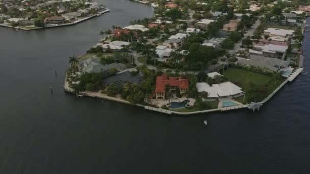 Fort Lauderdale Florida Aerial V30 Birdseye Shot Intracoastal Waterway Central — Stock videók