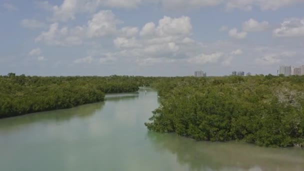 North Naples Florida Aerial V13 Low Flyover Clam Pass Park — Video Stock