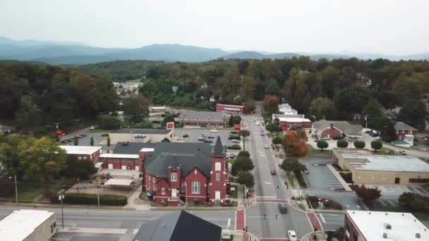 Marion Marion North Carolina Aerial Con Chiesa Sullo Sfondo — Video Stock