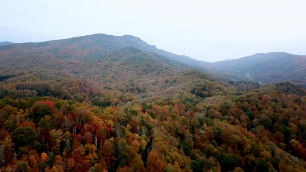北卡罗莱纳州的祖父山秋天的颜色 4K的祖父山Nc空中 — 图库视频影像