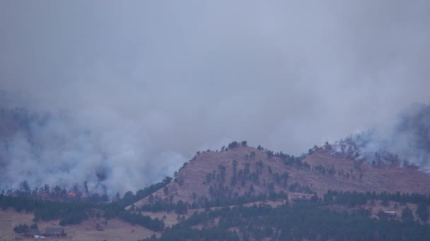 Avión Bombardero Acuático Liberando Carga Sobre Incendio Calwood Norte Colorado — Vídeo de stock