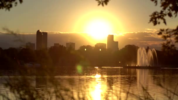 Vista Del Atardecer Desde Parque Ciudad Denver Colorado — Vídeos de Stock