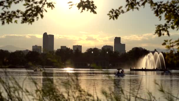 Şehir Parkı Ndan Gün Batımı Manzarası Denver Colorado — Stok video