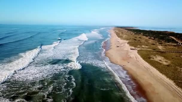 Hatteras Beach Aerial Hatteras Hatteras North Carolina Hatteras Village — стоковое видео