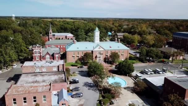 Tarboro Tarboro North Caroina Aerial Courthouse Small Town America — 图库视频影像