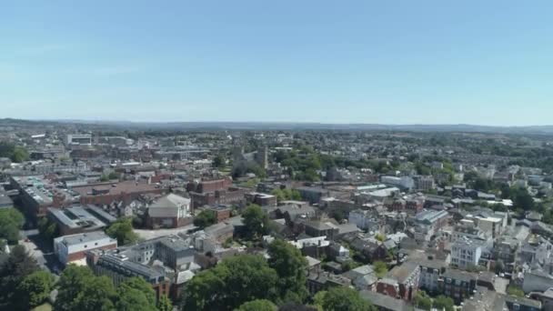 Ascensão Aérea Acima Centro Cidade Exeter Devon Reino Unido Horizonte — Vídeo de Stock