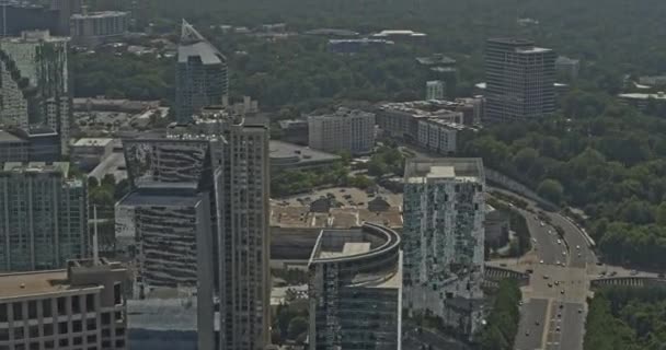 Atlanta Georgia Aerial V683 Birdseye Shot Skyscrapers Buckhead Downtown Daytime — Stock video