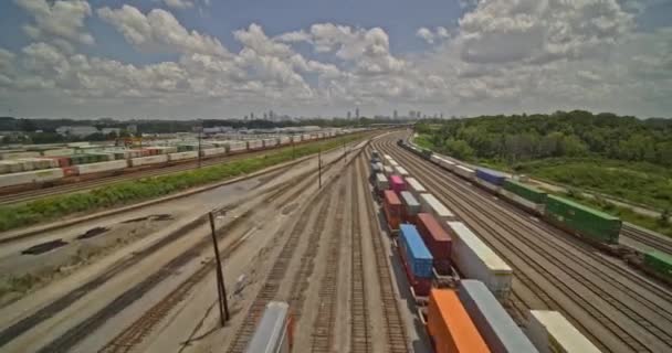 Atlanta Georgia Aerial V655 Birdseye Širokoúhlý Snímek Nákladního Vlaku Nádraží — Stock video