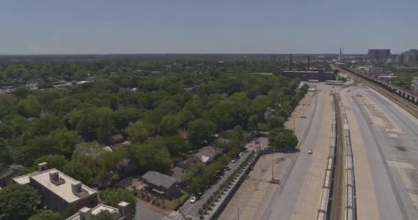 Atlanta Georgia Aerial V619 Rotation Birdseye Shot Park Reynoldstown Neighbors — 비디오