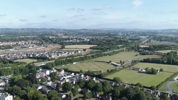 Aerial Auto Estrada Paisagem Devon Rural Plana Torno Exeter Construção — Vídeo de Stock