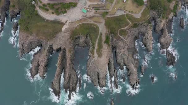Drone View Tojinbo Causeway Coastline Fukui Japón — Vídeos de Stock