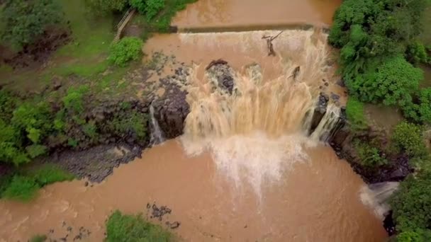 Panama Vattenfall Från Flytande Floden Jungle Nature Landskap Antenn — Stockvideo