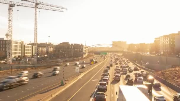 Zeitraffer Des Verkehrsflusses Auf Der Interstate Denver Colorado — Stockvideo