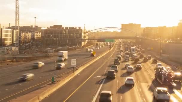 Time Lapse Traffic Flow Interstate Denver Colorado — Stock Video