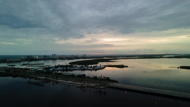 Aerial Sunrise Hyperlapse River Ocean Back Daytona Beach Florida — Vídeo de Stock