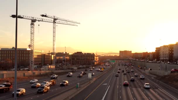 Traffico Nelle Ore Punta Sulla Denver Colorado — Video Stock