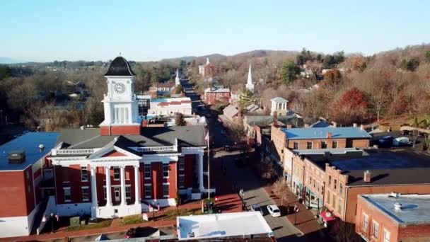 Légi Felvétel Történeti Washington Megyei Bíróság Felett Jonesborough Tennessee Ben — Stock videók