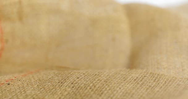 Closeup Shot Natural Jute Fibre Decorative Hessian Burlap Textile Crafts — 비디오