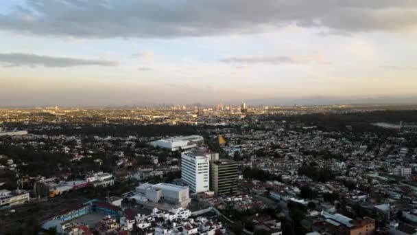 Foto Aérea Del Horizonte Ciudad México Sobrevolando Ciudad Satelite — Vídeos de Stock