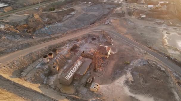 Cinematic Drone Camera Movement Abandoned Mine Broken Hill Nsw Australia — стокове відео