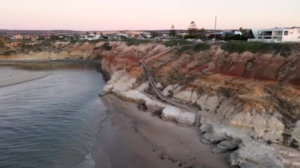 Port Noarlunga Steps Calm Summers Sunset — Stock Video