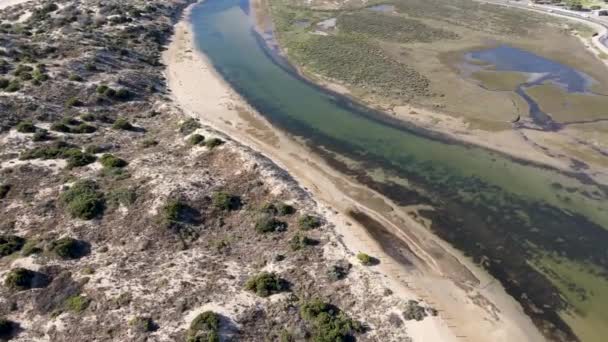Cinematic Drone Camera Movement Onkaparinga River Mouth South Australia — Stock Video