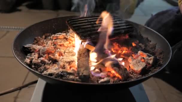 Burning Fire Pit Patio — Stock Video
