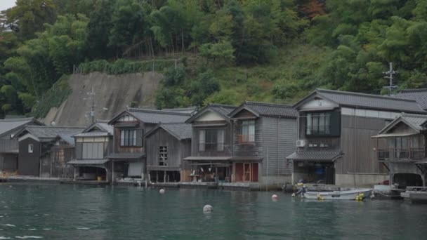 Ine Cho Kyoto Japonya Daki Güzel Eski Tekne Evleri Yavaş — Stok video