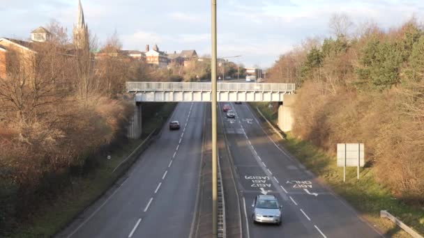 Выстрел Высоты Движения Британской Автостраде — стоковое видео