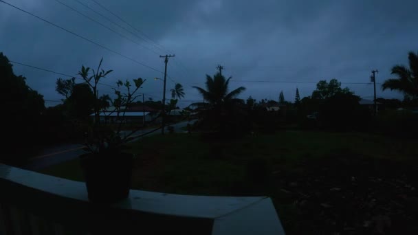 Rainy Cloudy Morning Світанок Сонця Острів Гаваї Задній Двір Capture — стокове відео